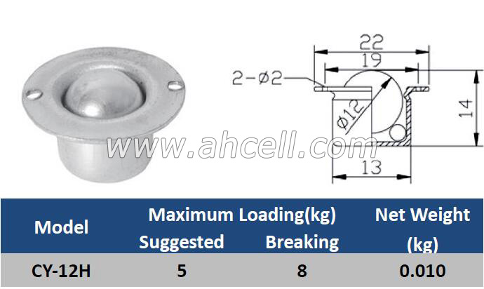 CY-12H Ball Caster Roller <a href=https://www.balltransfersystem.com/product.html target='_blank'>ball transfer unit</a>