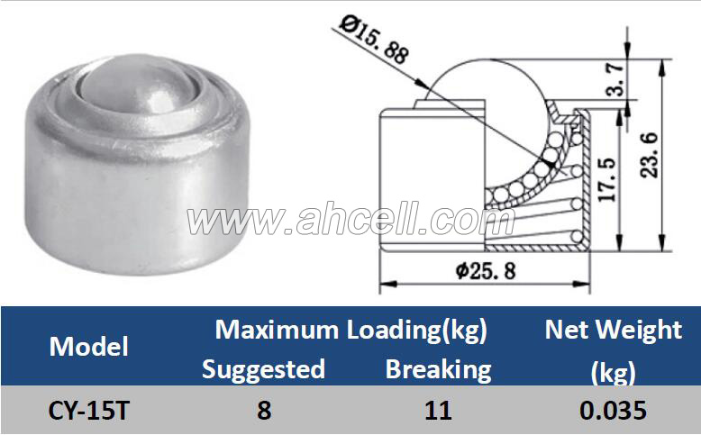 CY-15T Ball Caster Roller <a href=https://www.balltransfersystem.com/product.html target='_blank'>ball transfer unit</a>