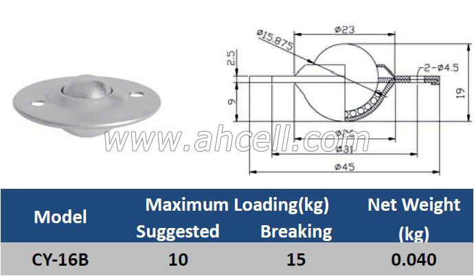 CY-16B Ball Caster Roller <a href=https://www.balltransfersystem.com/product.html target='_blank'>ball transfer unit</a>