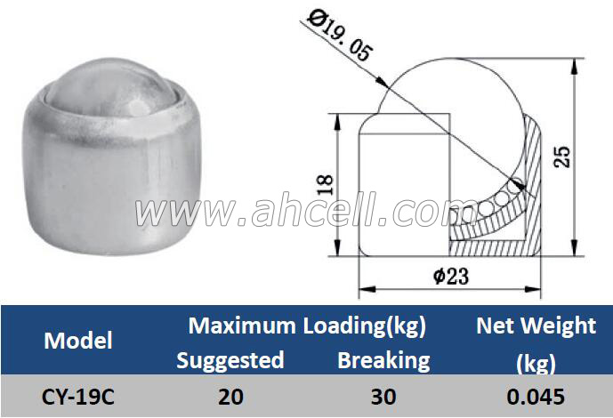 CY-19C Ball Caster Roller <a href=https://www.balltransfersystem.com/product.html target='_blank'>ball transfer unit</a>