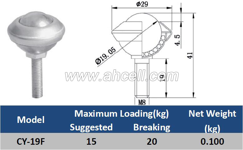CY-19F Ball Caster Roller <a href=https://www.balltransfersystem.com/product.html target='_blank'>ball transfer unit</a>