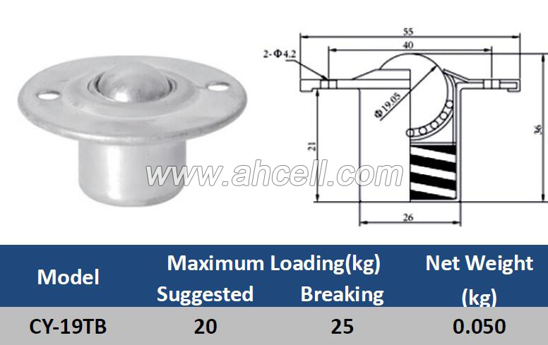 CY-19TB Ball Caster Roller <a href=https://www.balltransfersystem.com/product.html target='_blank'>ball transfer unit</a>