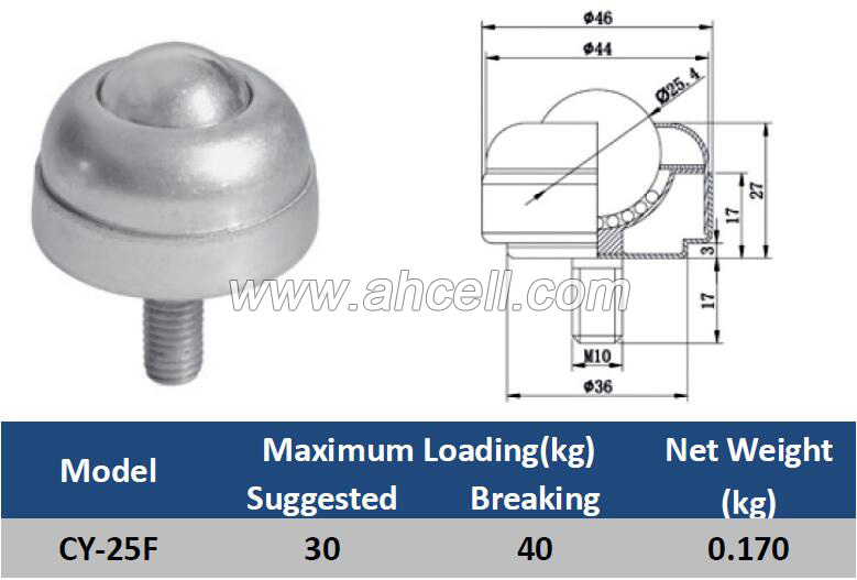 CY-25F Ball Caster Roller <a href=https://www.balltransfersystem.com/product.html target='_blank'>ball transfer unit</a>