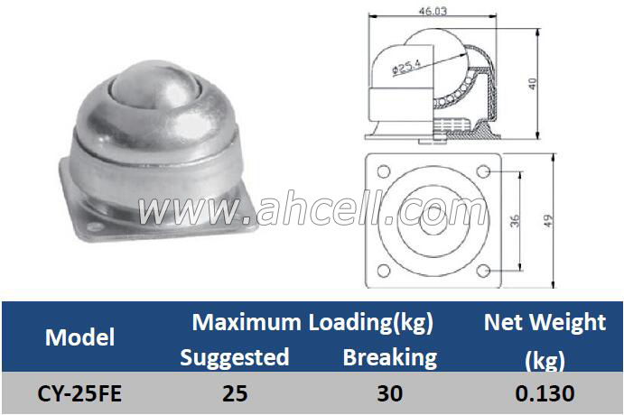 CY-25FE Ball Caster Roller <a href=https://www.balltransfersystem.com/product.html target='_blank'>ball transfer unit</a>