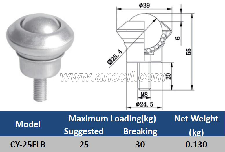 CY-25FLB Ball Caster Roller <a href=https://www.balltransfersystem.com/product.html target='_blank'>ball transfer unit</a>