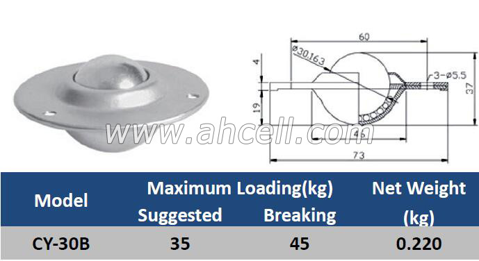 CY-30B Ball Caster Roller <a href=https://www.balltransfersystem.com/product.html target='_blank'>ball transfer unit</a>