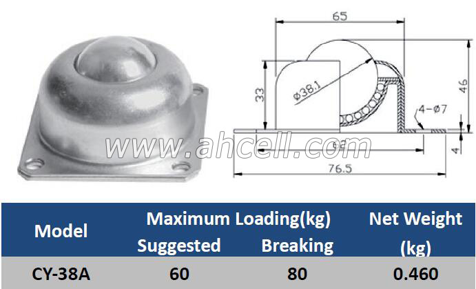 CY-38A Ball Caster Roller <a href=https://www.balltransfersystem.com/product.html target='_blank'>ball transfer unit</a>