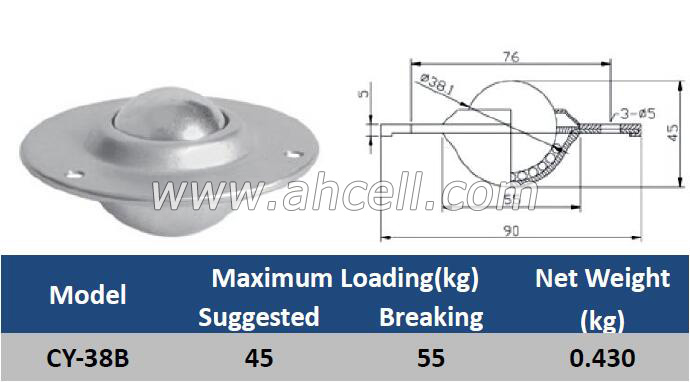 CY-38B Ball Caster Roller <a href=https://www.balltransfersystem.com/product.html target='_blank'>ball transfer unit</a>