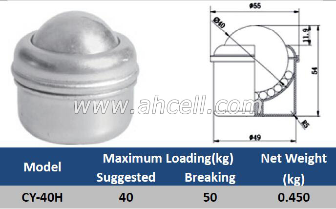 CY-40H Ball Caster Roller <a href=https://www.balltransfersystem.com/product.html target='_blank'>ball transfer unit</a>