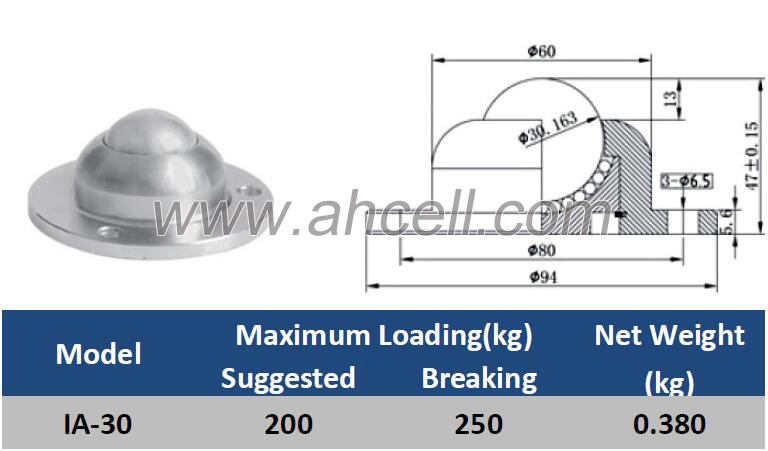 Heavy Duty IA-30 Steel Conveyor Ball Roller Caster Flange <a href=https://www.balltransfersystem.com/product.html target='_blank'>ball transfer unit</a>