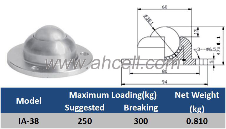 Heavy Duty IA-38 Conveyor Ball Roller Steel Caster Flange <a href=https://www.balltransfersystem.com/product.html target='_blank'>ball transfer unit</a>