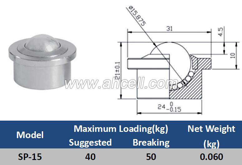 SP-15 Ball Caster Roller <a href=https://www.balltransfersystem.com/product.html target='_blank'>ball transfer unit</a>
