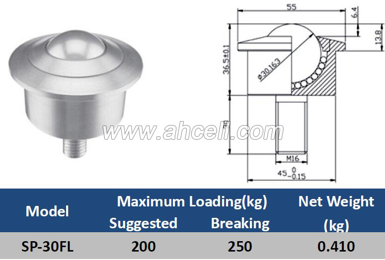 SP-30FL Ball Caster Roller <a href=https://www.balltransfersystem.com/product.html target='_blank'>ball transfer unit</a>